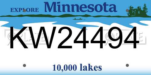 KW24494 Minnesota License Plate