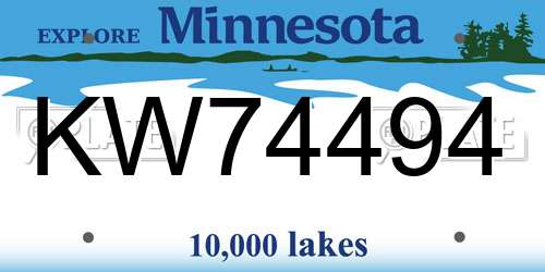 KW74494 Minnesota License Plate