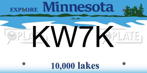 KW7K Minnesota License Plate