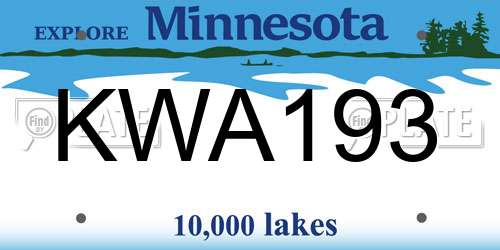 KWA193 Minnesota License Plate