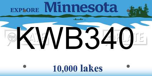 KWB340 Minnesota License Plate
