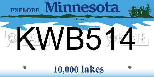 KWB514 Minnesota License Plate