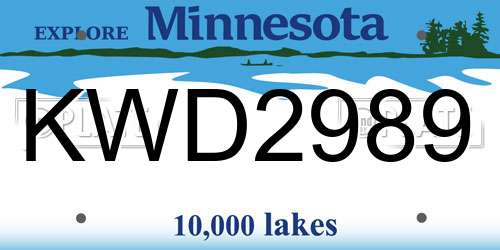 KWD2989 Minnesota License Plate
