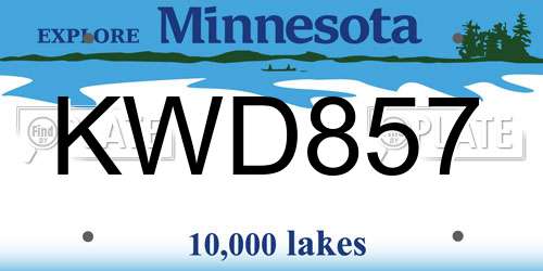 KWD857 Minnesota License Plate