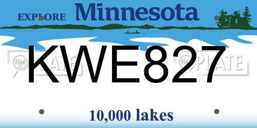 KWE827 Minnesota License Plate