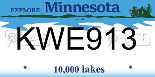 KWE913 Minnesota License Plate
