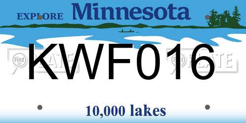 KWF016 Minnesota License Plate