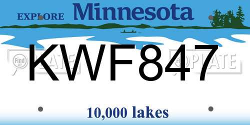 KWF847 Minnesota License Plate
