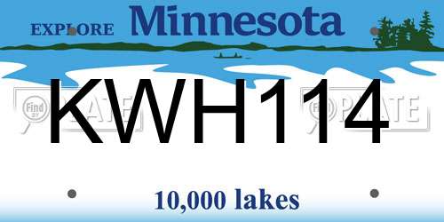KWH114 Minnesota License Plate