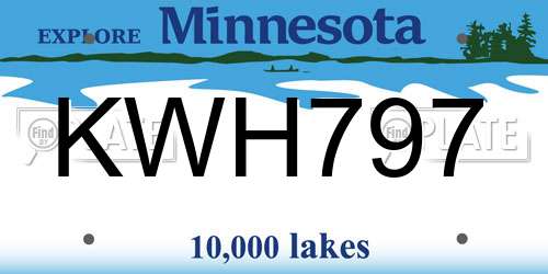 KWH797 Minnesota License Plate
