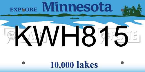 KWH815 Minnesota License Plate