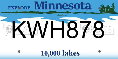 KWH878 Minnesota License Plate