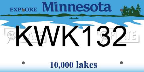 KWK132 Minnesota License Plate