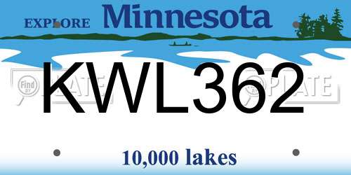 KWL362 Minnesota License Plate