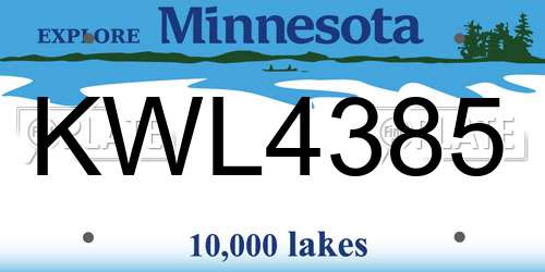 KWL4385 Minnesota License Plate