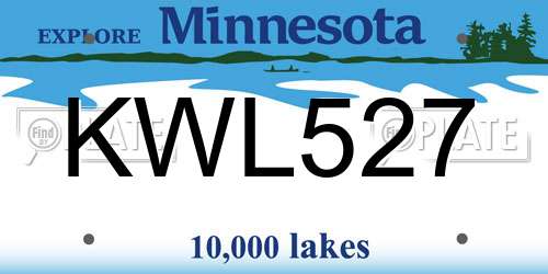 KWL527 Minnesota License Plate