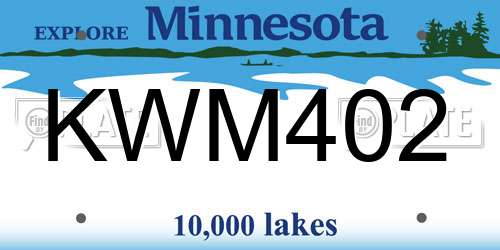 KWM402 Minnesota License Plate