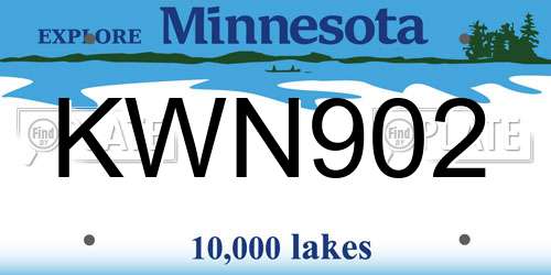 KWN902 Minnesota License Plate