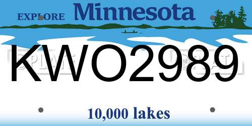 KWO2989 Minnesota License Plate