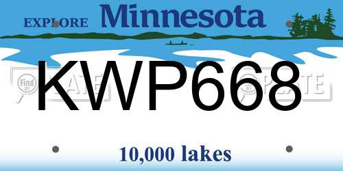 KWP668 Minnesota License Plate