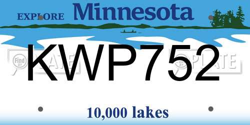 KWP752 Minnesota License Plate