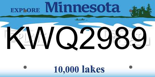 KWQ2989 Minnesota License Plate