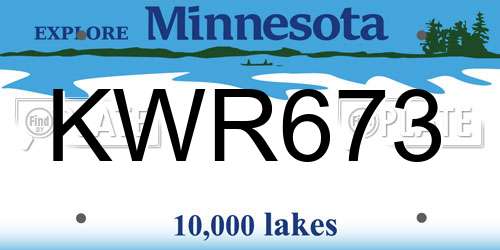 KWR673 Minnesota License Plate