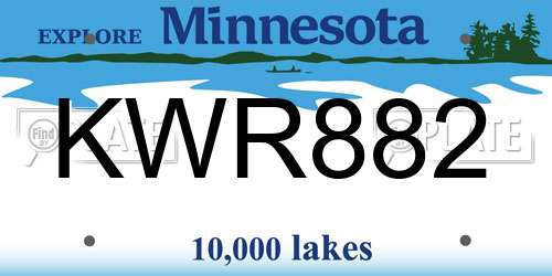 KWR882 Minnesota License Plate