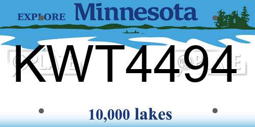 KWT4494 Minnesota License Plate