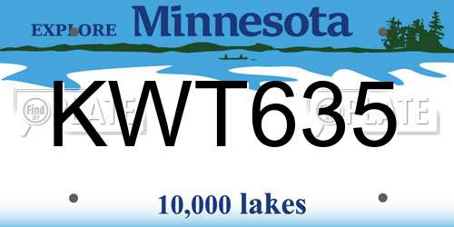 KWT635 Minnesota License Plate