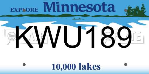 KWU189 Minnesota License Plate