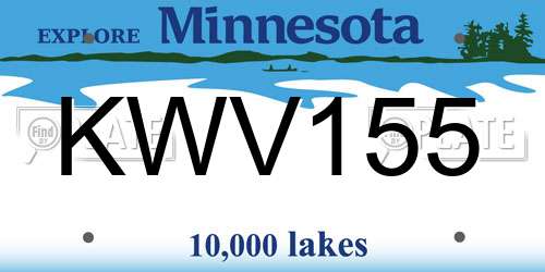 KWV155 Minnesota License Plate