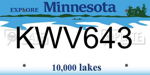 KWV643 Minnesota License Plate