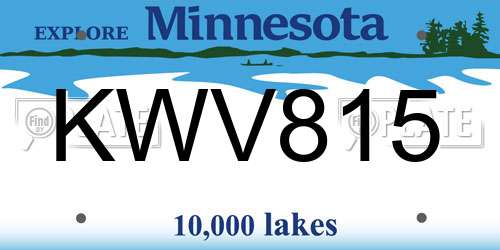 KWV815 Minnesota License Plate
