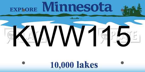 KWW115 Minnesota License Plate