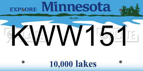 KWW151 Minnesota License Plate