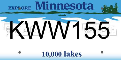 KWW155 Minnesota License Plate