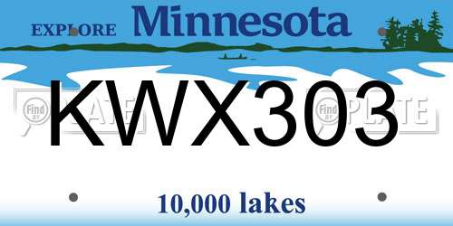 KWX303 Minnesota License Plate
