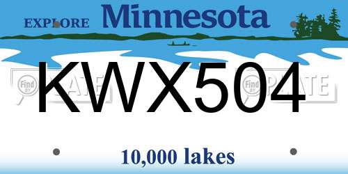 KWX504 Minnesota License Plate
