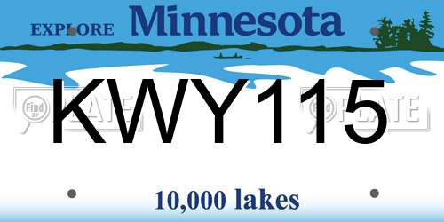 KWY115 Minnesota License Plate