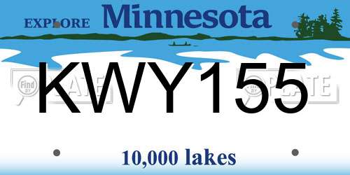 KWY155 Minnesota License Plate