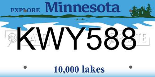 KWY588 Minnesota License Plate