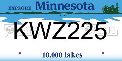 KWZ225 Minnesota License Plate