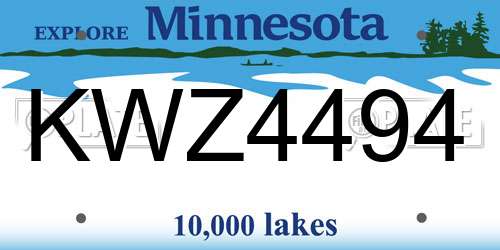 KWZ4494 Minnesota License Plate