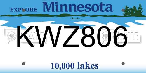 KWZ806 Minnesota License Plate
