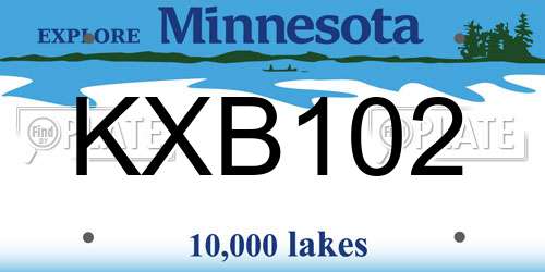 KXB102 Minnesota License Plate