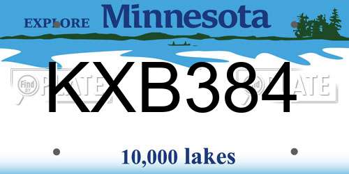 KXB384 Minnesota License Plate