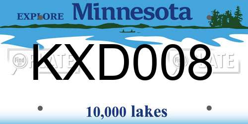 KXD008 Minnesota License Plate