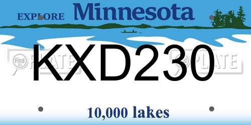 KXD230 Minnesota License Plate