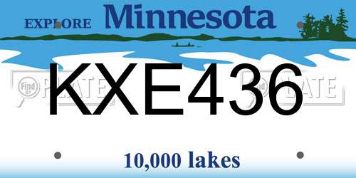 KXE436 Minnesota License Plate